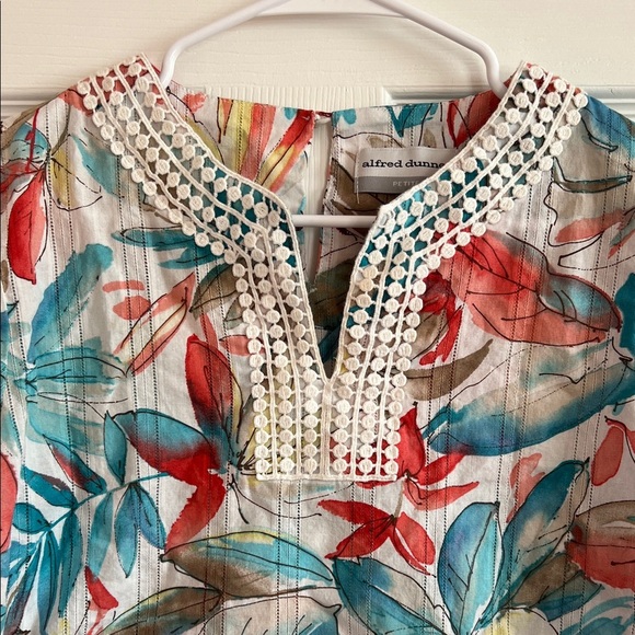Floral Multicolor Blouse with Beaded Neckline - Picture 2 of 4